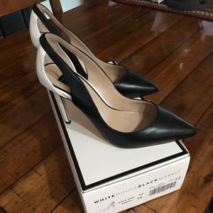 WHBM white and black cut out heel
